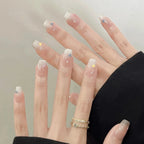Glitter Diamond Press-On Nails | Short Square Full Cover (24 Pcs)