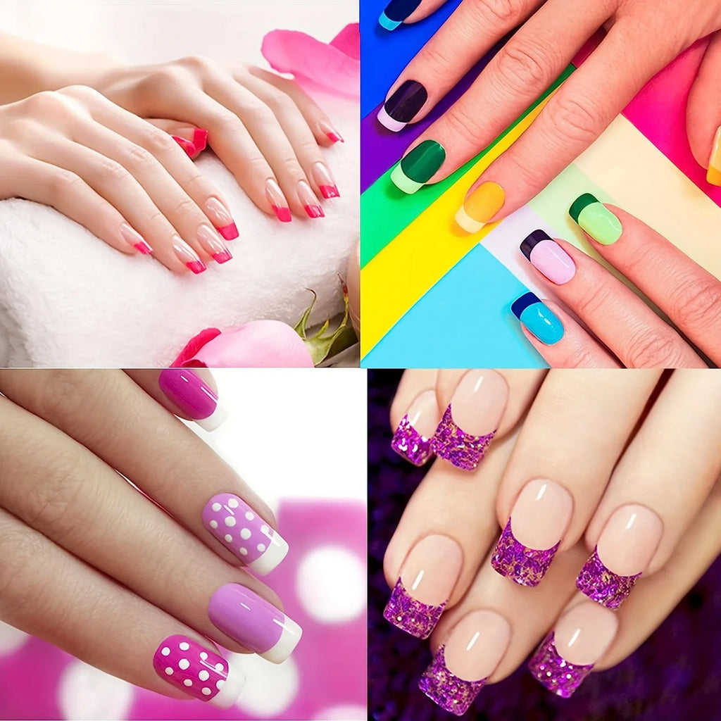 French Tip Nail Art Stickers — White Self-Adhesive Strips (3 Pcs)