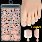 White Short Square Press-On Toenails | Full Cover Pedicure Set (100 Pcs)