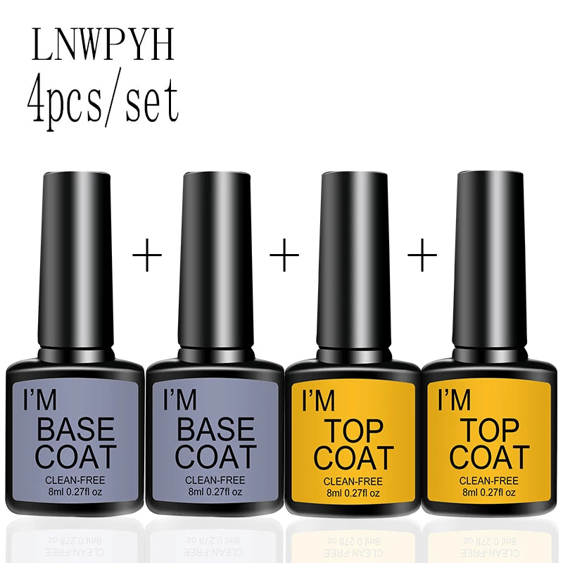 Gel Nail Polish Starter Kit — Top & Base Coat Set (4 Pcs)
