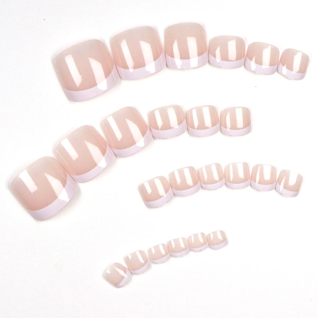 Pink French Press-On Toenails | Short Square Soft Gel Full Cover (120 Pcs)