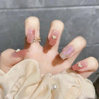 Glitter Diamond Press-On Nails | Short Square Full Cover (24 Pcs)