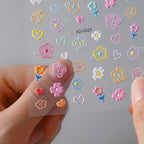 Embossed Flower & Fruit Nail Charm Stickers