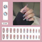 Glitter Diamond Press-On Nails | Short Square Full Cover (24 Pcs)