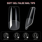 Gel Nail Tips for Extensions | Half Matte Clear Acrylic Full Cover (600 Pcs)