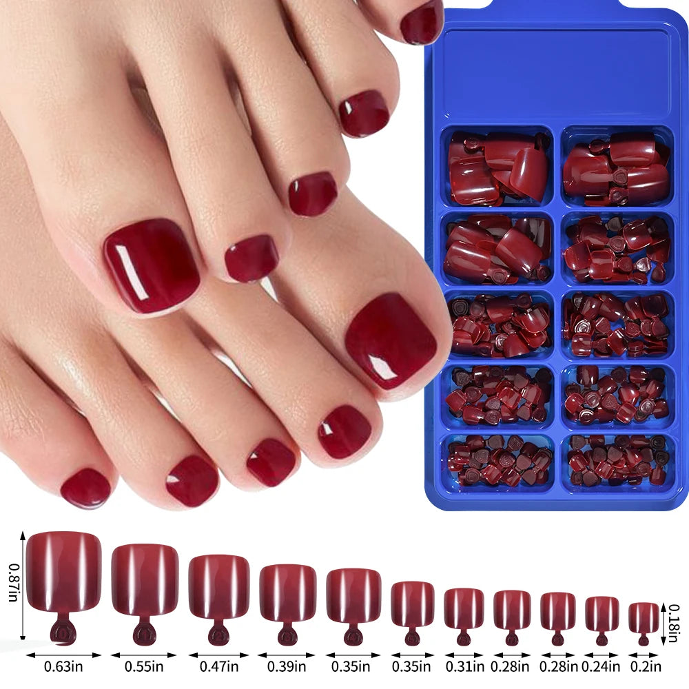 White Short Square Press-On Toenails | Full Cover Pedicure Set (100 Pcs)