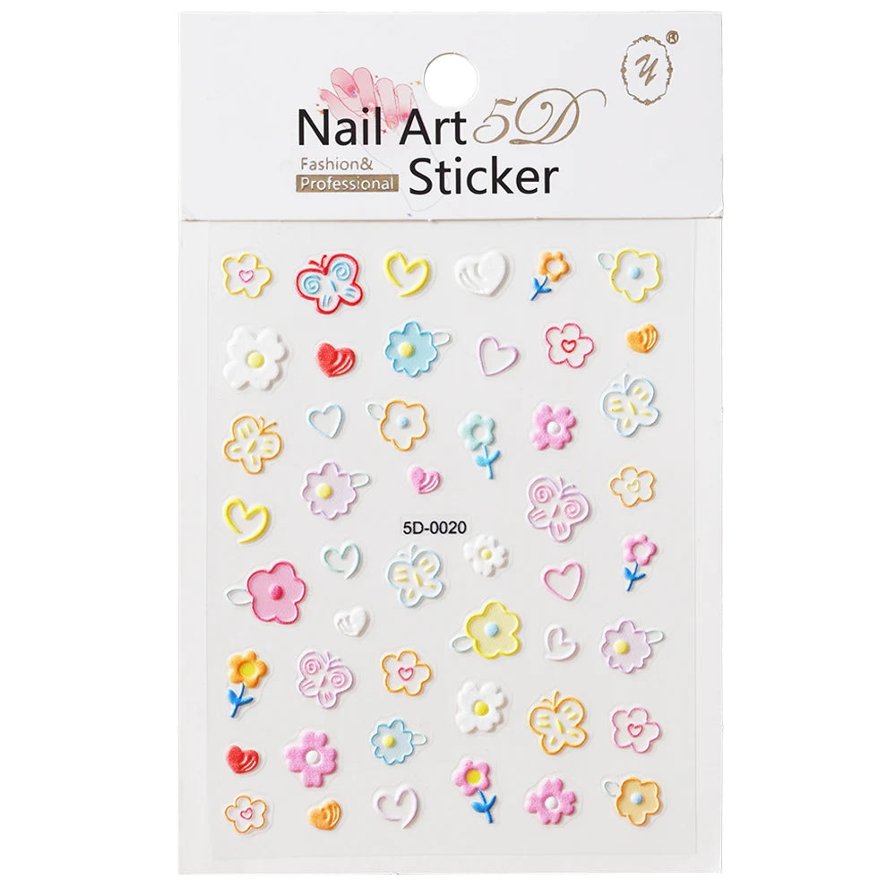 Embossed Flower & Fruit Nail Charm Stickers
