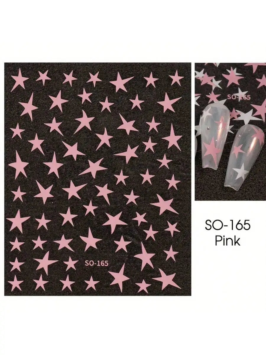 3D Metal Starburst Nail Art Stickers — Gold & Silver