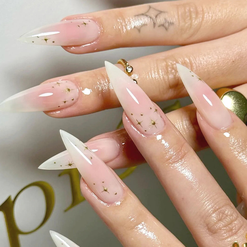 Glossy Black Stiletto Press-On Nails (24 Pcs)