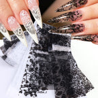 Black & White Lace Nail Foil Transfer Stickers | 10 Sheets