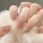 Glitter Diamond Press-On Nails | Short Square Full Cover (24 Pcs)