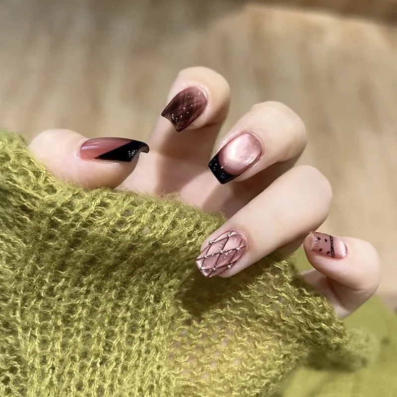 Y2K Rhinestone Short Ballet Press-On Nails (24 Pcs)
