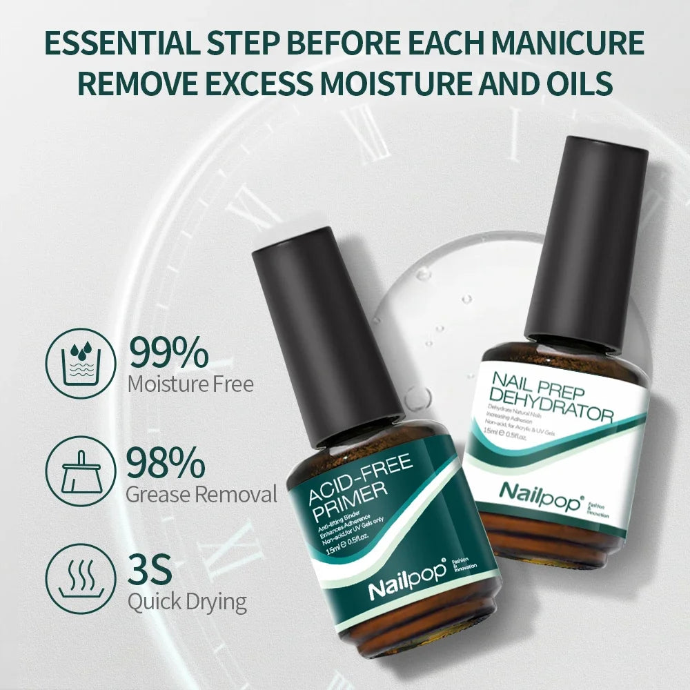Acid-Free Nail Dehydrator & Primer Set — Fast Dry
