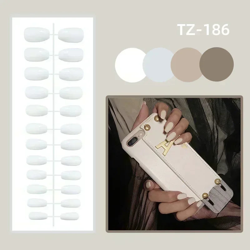 French Tip Handmade Press-On Nails with Glue (24 Pcs)