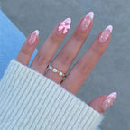 White French Press-On Nails with 3D Bowknot (24 Pcs)