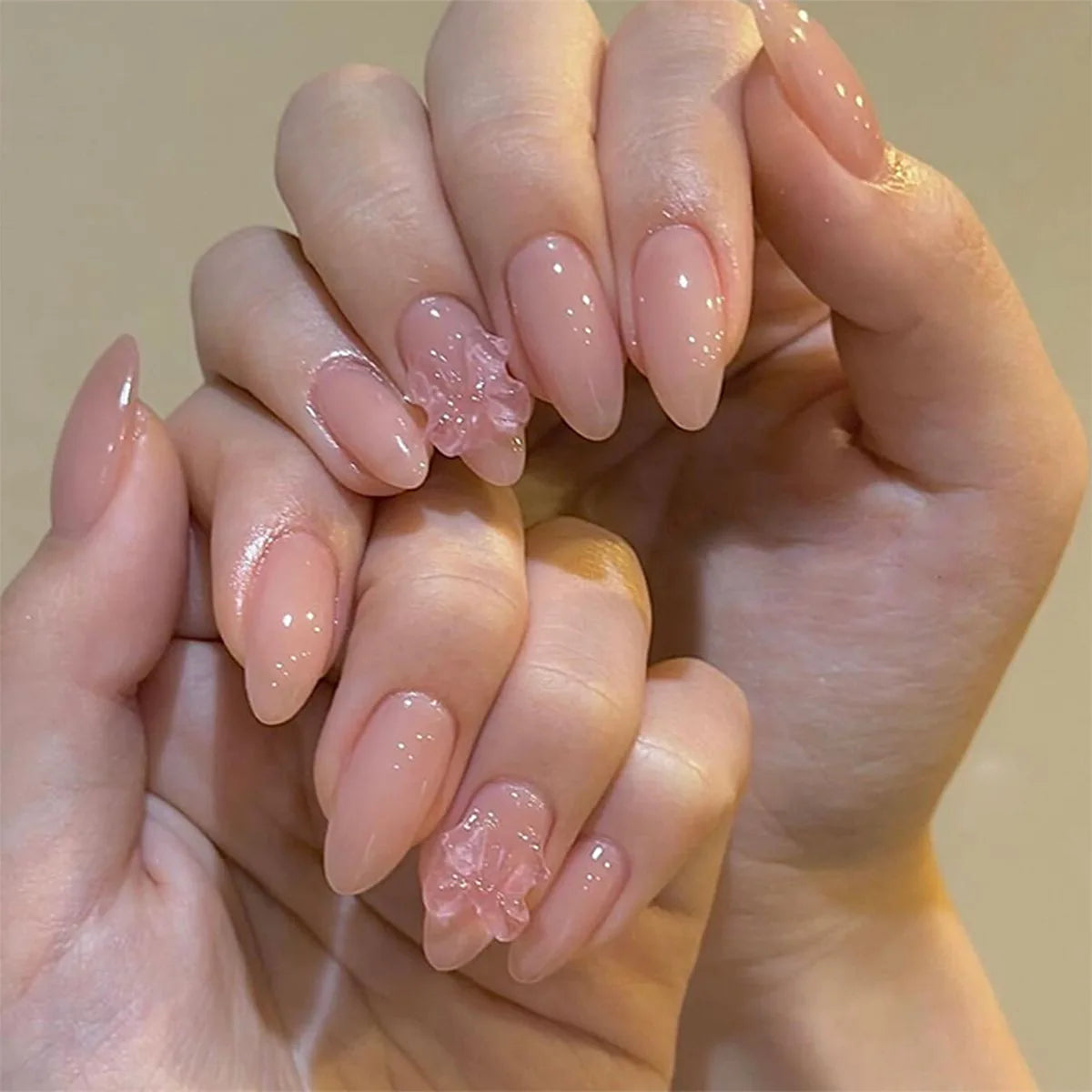 Blush Pink Oval Almond Press-On Nails (24 Pcs)