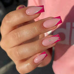 Handmade French Tip Press-On Nails | Minimalist Square Full Cover (24 Pcs)