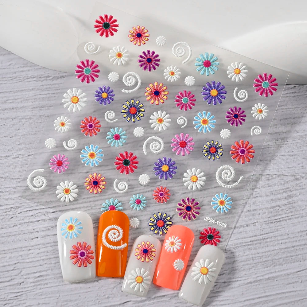 Embossed Flower & Fruit Nail Charm Stickers
