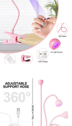 Portable Clip-On UV LED Nail Lamp | USB Powered, Hands-Free Curing