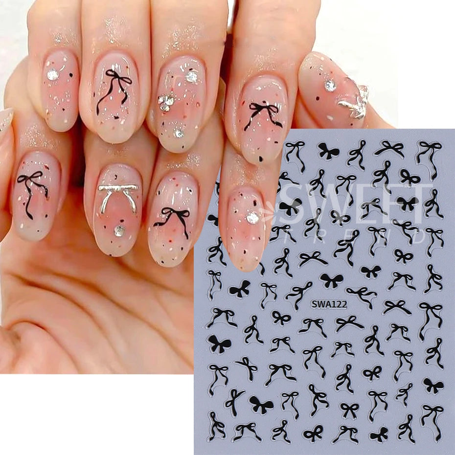 Lace Bow Ribbon Nail Art Stickers (4 or 8 Pcs) Secondary image