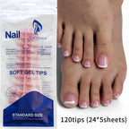 Glossy Nude Pink French Press-On Toenails (120 Pcs)