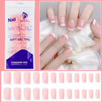 Glossy Pink Square Coffin Press-On Nails | Full Cover Salon Set (120 Pcs)