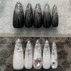 Black & White Lace Rose Nail Foil Stickers