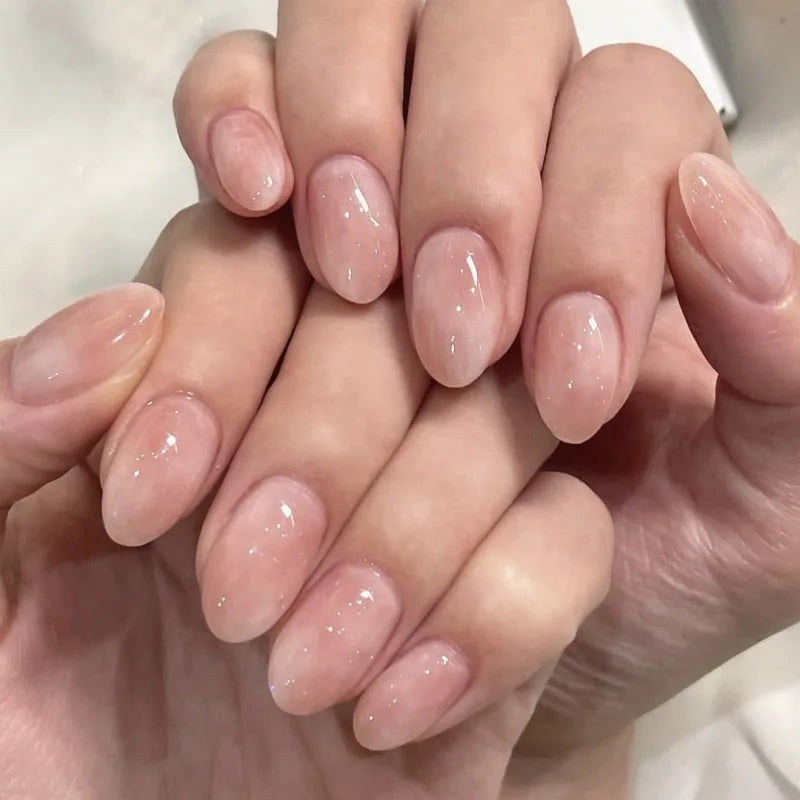 Blush Pink Oval Almond Press-On Nails (24 Pcs)