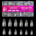 Gel Nail Tips for Extensions | Half Matte Clear Acrylic Full Cover (600 Pcs)