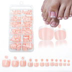 Glossy Nude Pink French Press-On Toenails (120 Pcs)