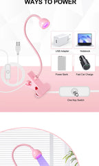 Portable Clip-On UV LED Nail Lamp | USB Powered, Hands-Free Curing