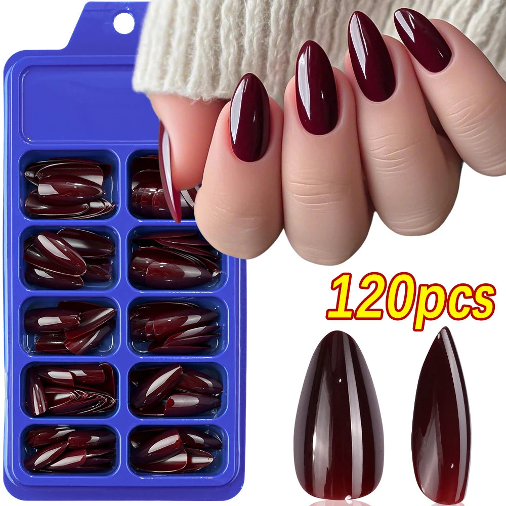 Glossy Pink Square Coffin Press-On Nails | Full Cover Salon Set (120 Pcs)