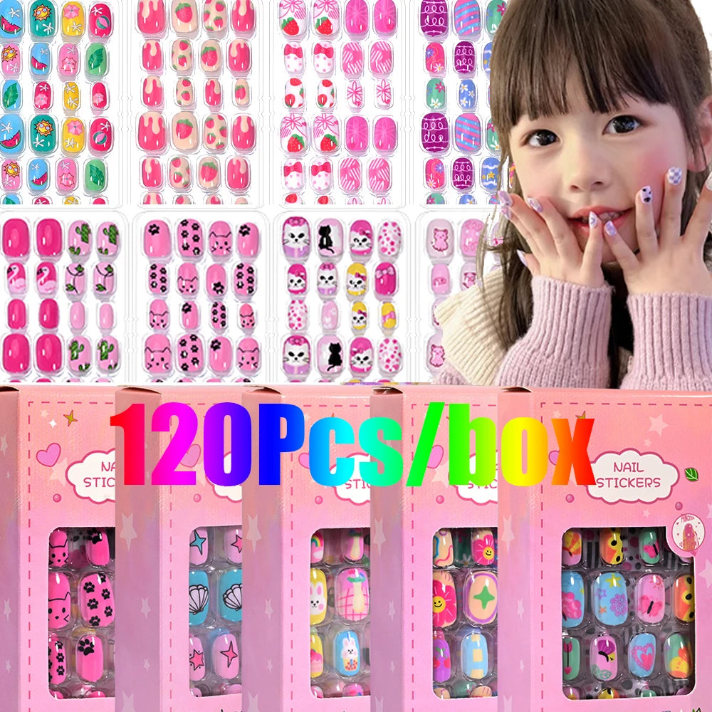 Kids Princess Press-On Nails — Kawaii Cartoon Design (120 Pcs) Main image