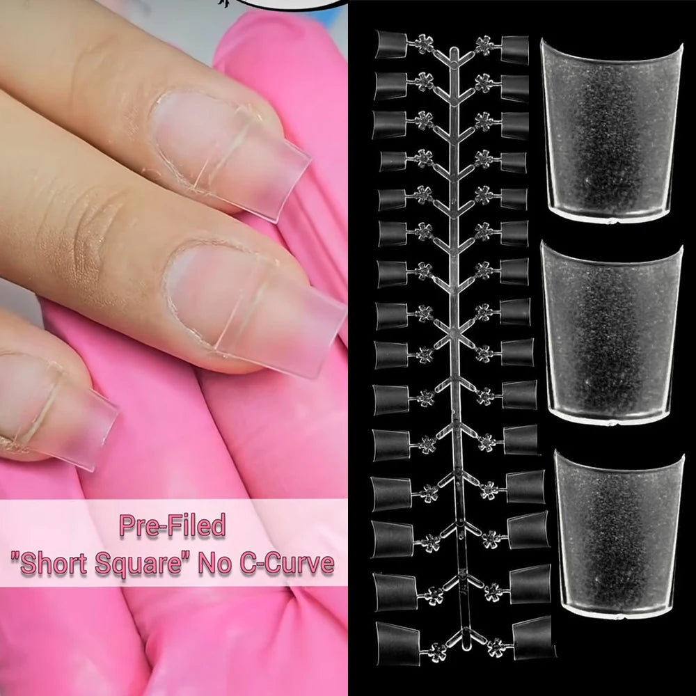 Square French Gradient Press-On Toenails | Salon Pedicure at Home (30 Pcs)