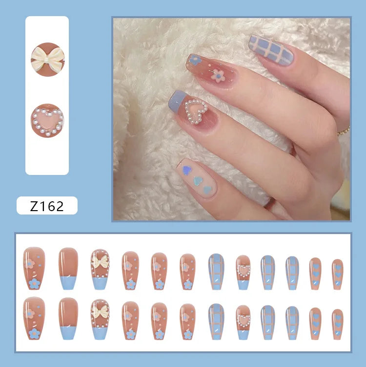 Glitter Diamond Press-On Nails | Short Square Full Cover (24 Pcs)
