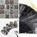 Black & White Lace Rose Nail Foil Stickers