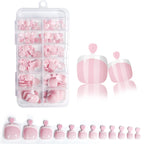 Glossy Nude Pink French Press-On Toenails (120 Pcs)