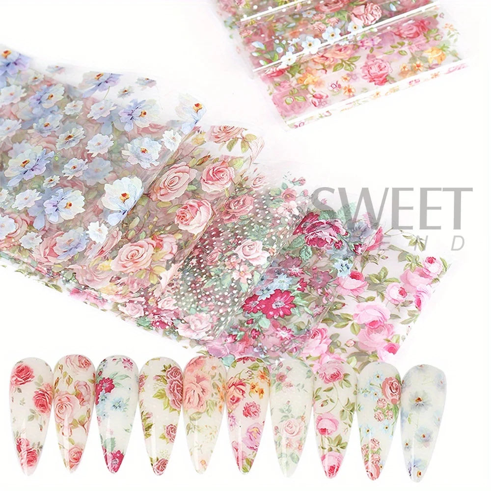 Mixed Floral Nail Art Foil Transfer Stickers (10 Pcs) Secondary image