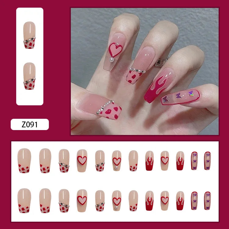 Glitter Diamond Press-On Nails | Short Square Full Cover (24 Pcs)