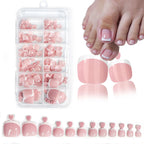 Glossy Nude Pink French Press-On Toenails (120 Pcs)