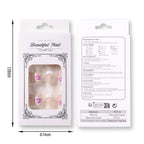 Flower Press-On Nails | White & Pink Short Square Full Cover (24 Pcs)