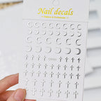 Metallic 3D Star & Chain Nail Art Stickers | Gold & Silver (6 Sheets)