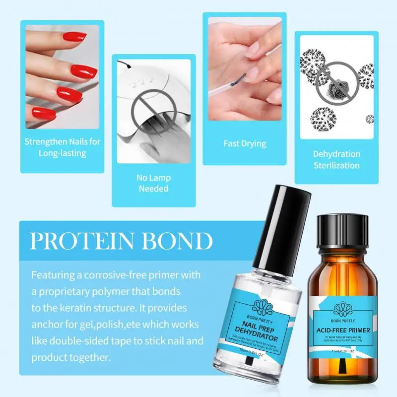 Nail Primer & Prep Dehydrator | No UV Lamp Needed (15ml)