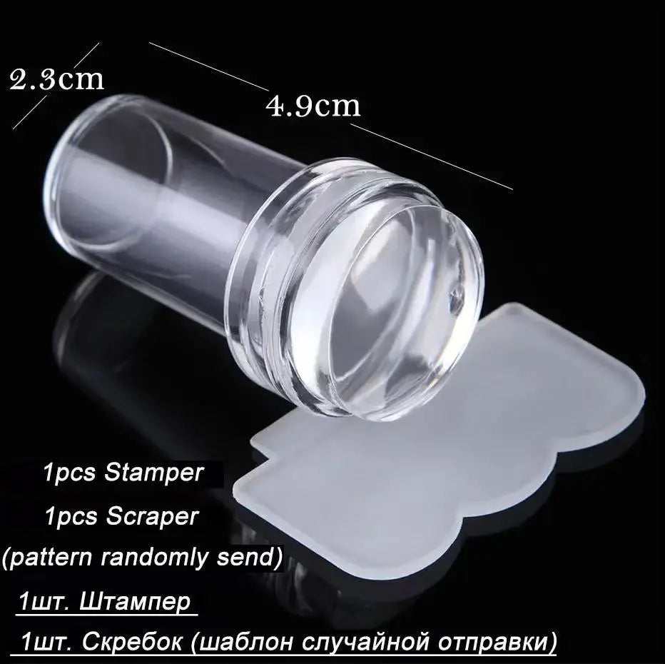 Nail Art Stamper & Scraper Set | Clear Jelly Plate for Precise Designs