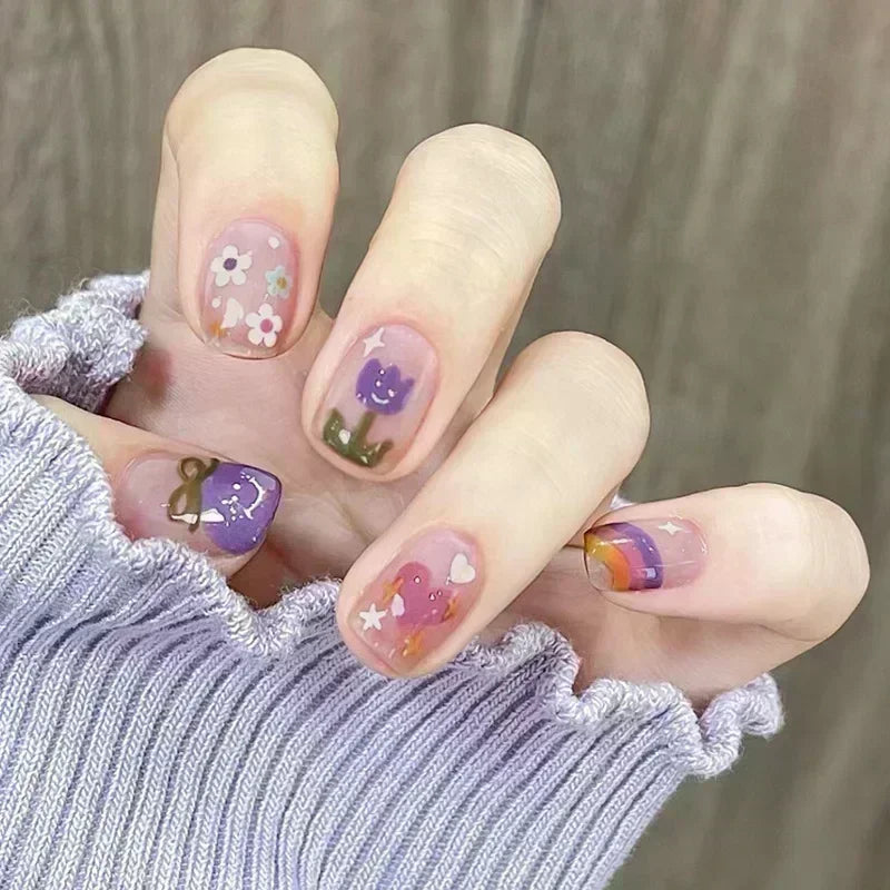 Y2K Rhinestone Short Ballet Press-On Nails (24 Pcs)
