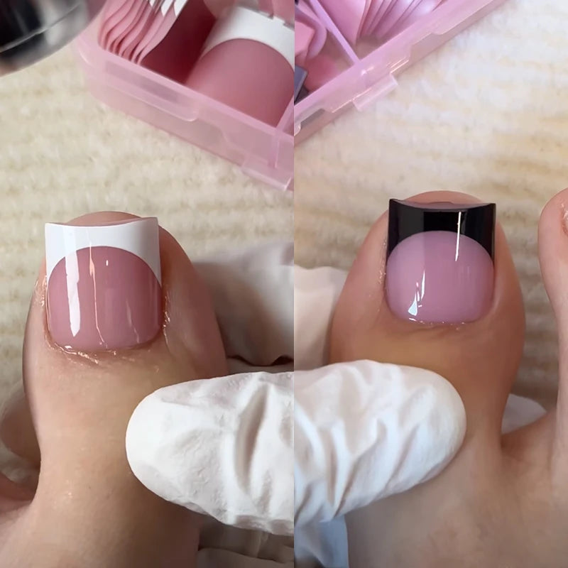 Square French Gradient Press-On Toenails (30 Pcs)