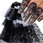 Black & White Lace Nail Foil Transfer Stickers | 10 Sheets