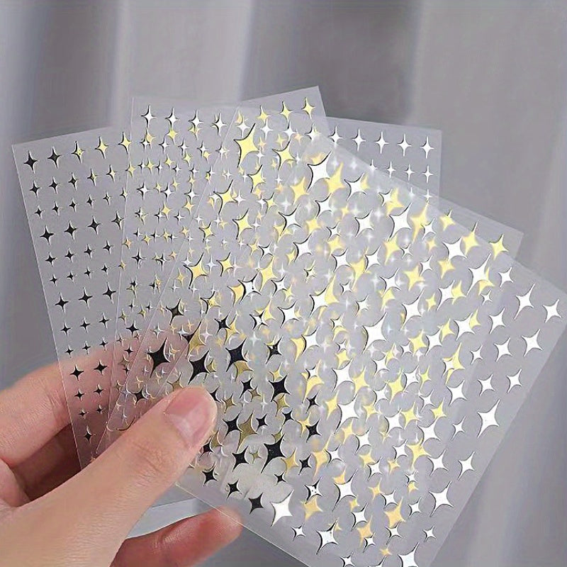 3D Metal Starburst Nail Art Stickers — Gold & Silver