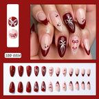 Flower Press-On Nails | White & Pink Short Square Full Cover (24 Pcs)