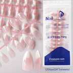 Glossy Pink Square Coffin Press-On Nails | Full Cover Salon Set (120 Pcs)